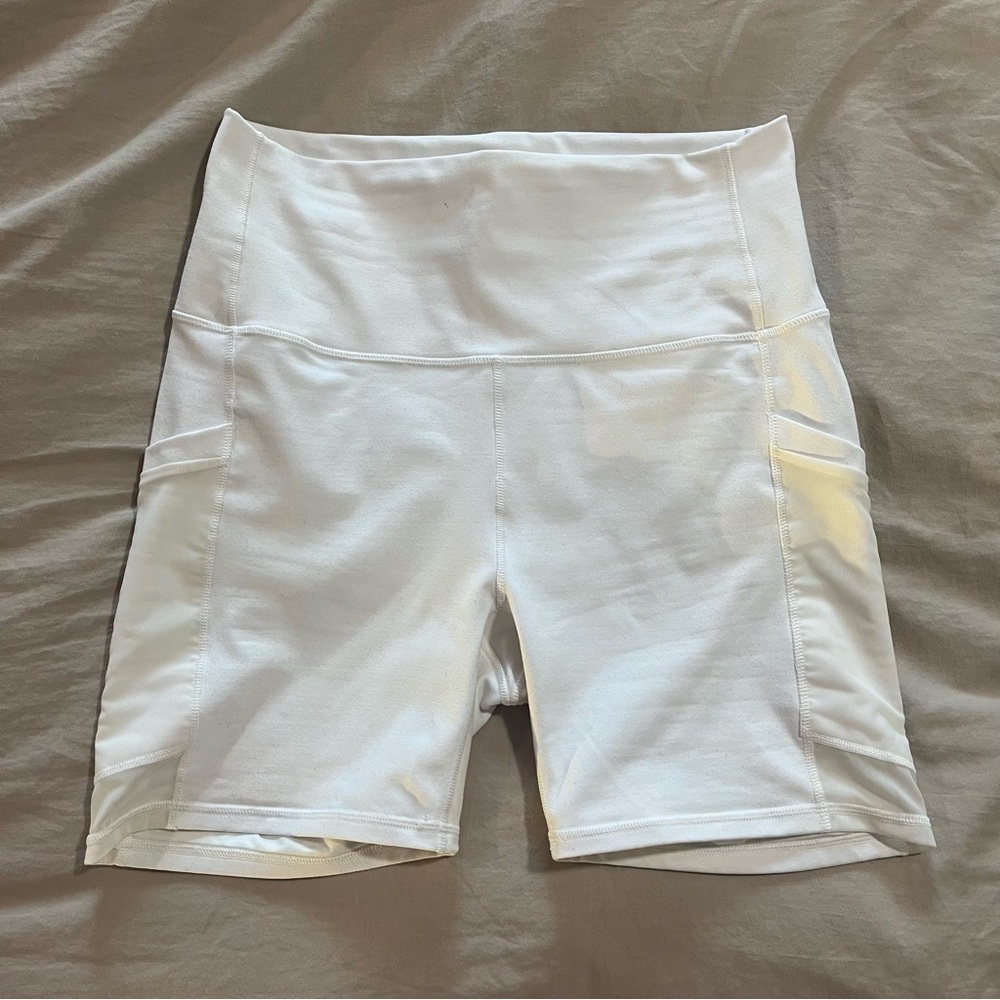 Fabletics White On-The-Go Gym Shorts